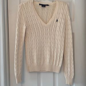 Ralph Lauren Sport Cable Knit V-neck Sweater